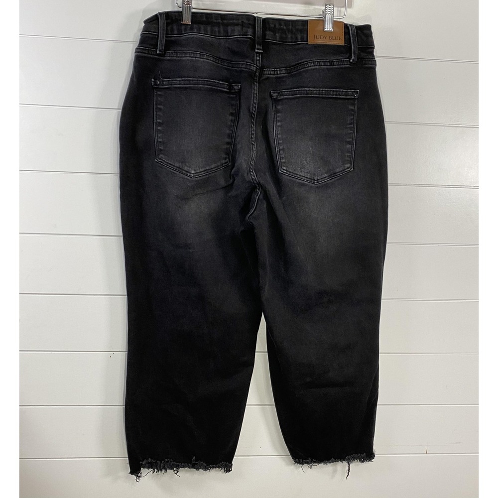 Judy Blue‎ Jeans Womens 18W Black Button Fly Raw Hem Stretch High Rise JB88829BK - Picture 5 of 14